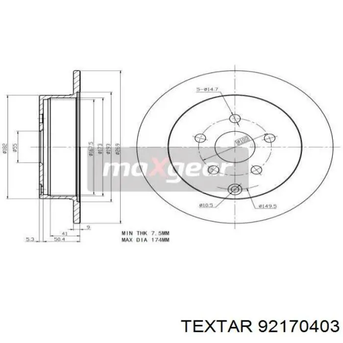 Задні дискові гальма Textar 92170403 ціна, від 26.52 USD