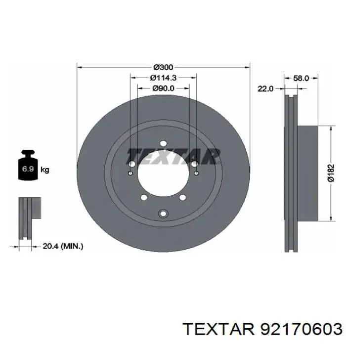 92170603 Textar диск гальмівний передній