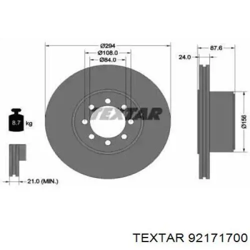 92171700 Textar Дискові гальма