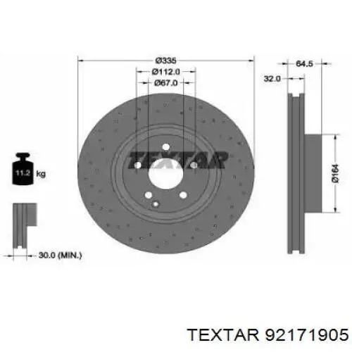 92171905 Textar Гальмо дискове переднє