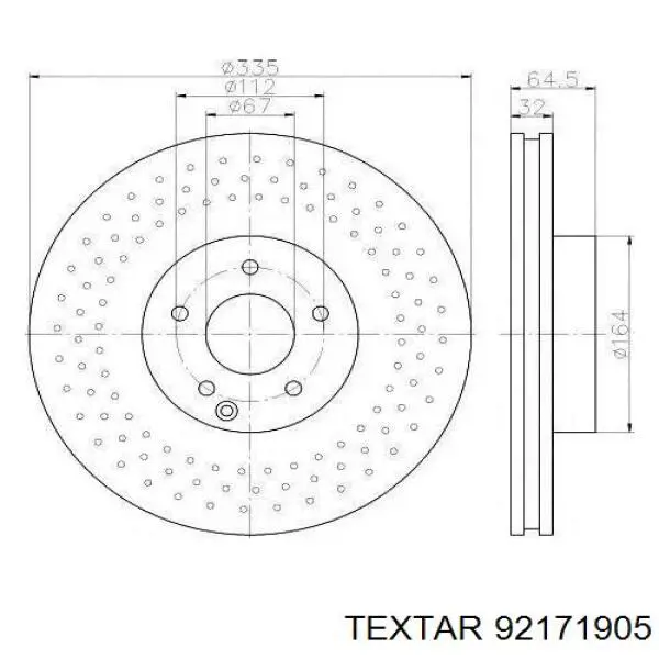 Диск переднього гальма Textar 92171905 ціна, від 98.47 USD