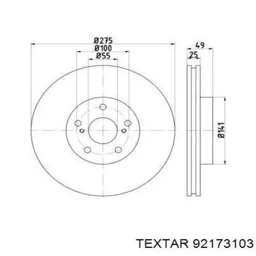 Диск переднього гальма Textar 92173103 ціна, від 39.38 USD