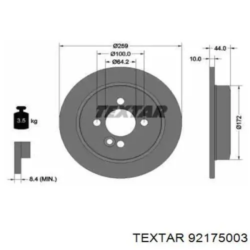 92175003 Textar Дискові гальма