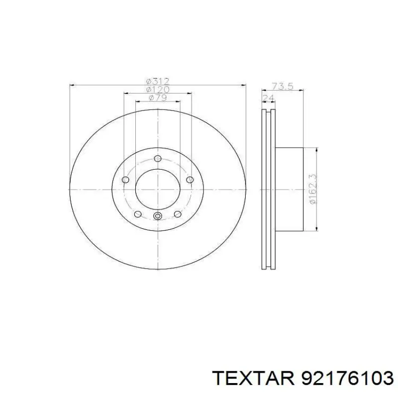 Диск гальмівний передній Textar 92176103