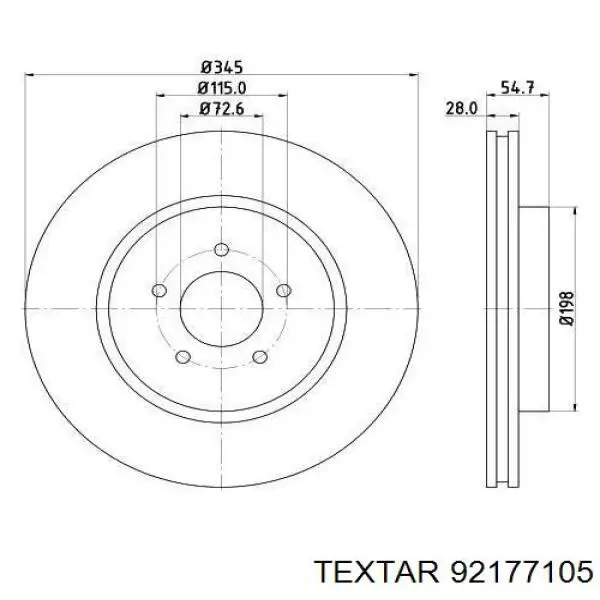 Диск переднього гальма Textar 92177105 ціна, від 66.32 USD