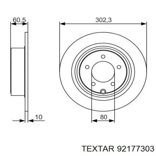 92177303 Textar диск гальмівний задній
