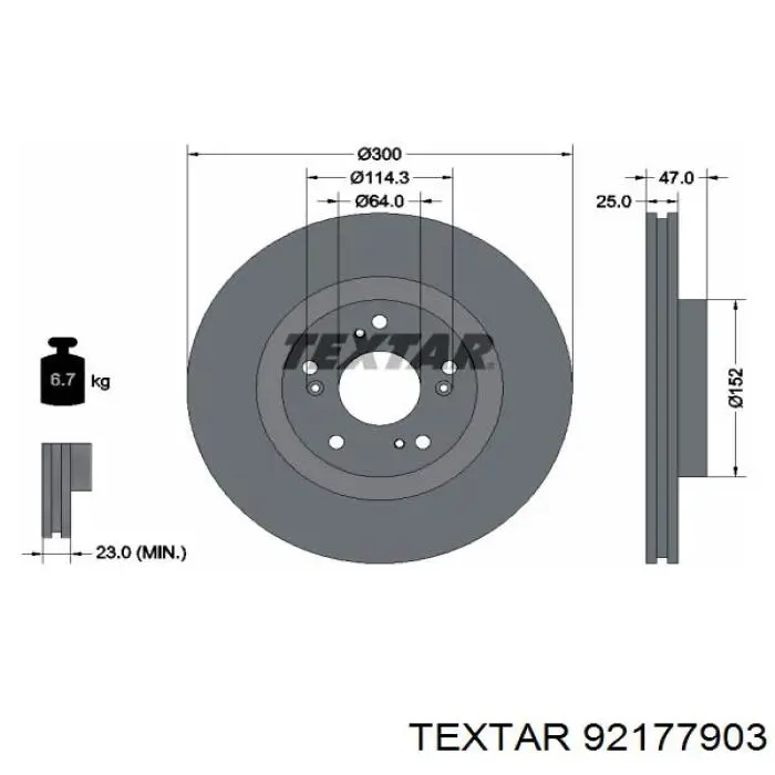 92177903 Textar диск гальмівний передній