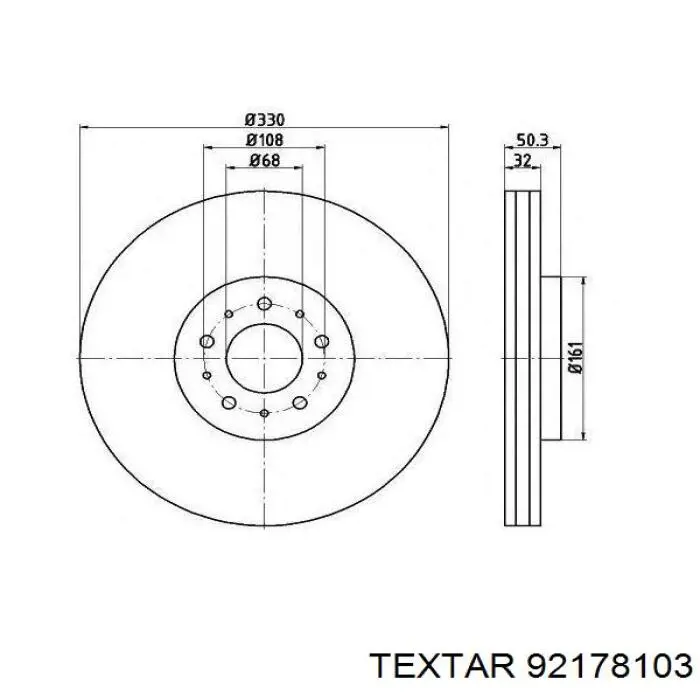 92178103 Textar Гальмо дискове переднє