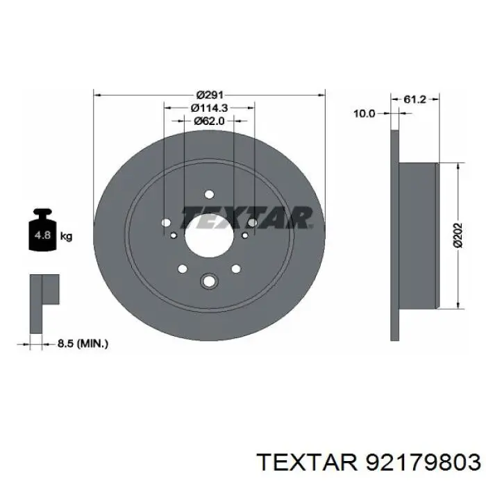 92179803 Textar диск гальмівний задній