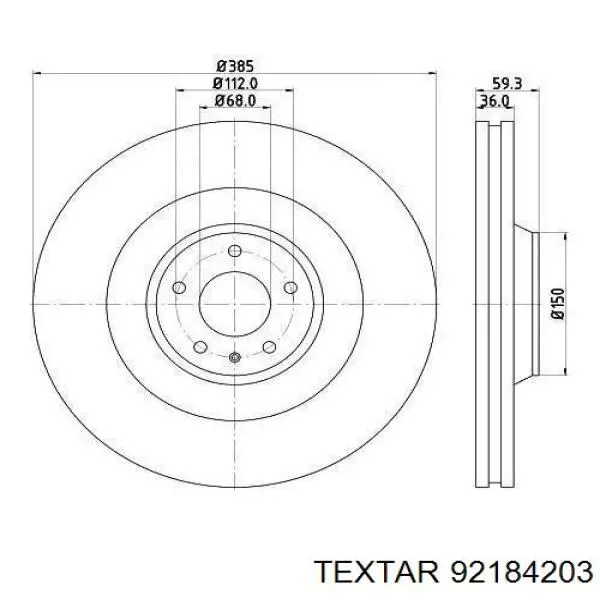 92184203 Textar диск гальмівний передній