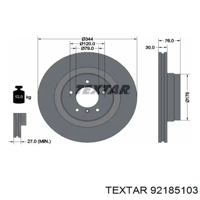 92185103 Textar Гальмо дискове переднє