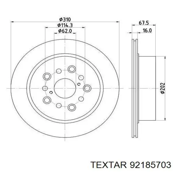 Гальмівні диски 92185703 Textar
