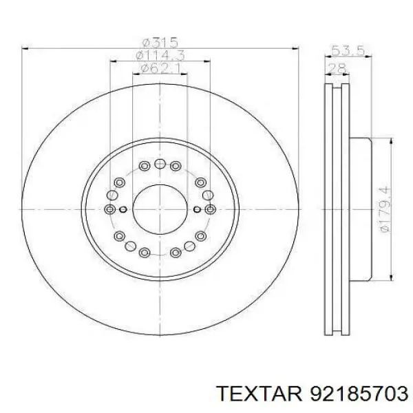 Купити 92185703 Textar Диск заднього гальма