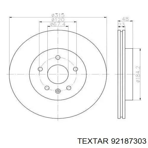 Купити 92187303 Textar Диск заднього гальма