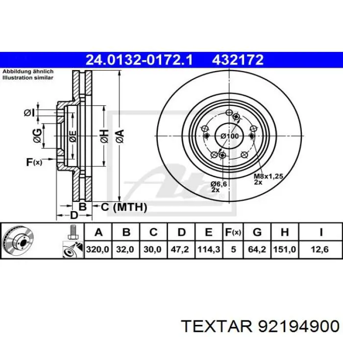 Диск переднього гальма Textar 92194900 ціна, від 71.52 USD