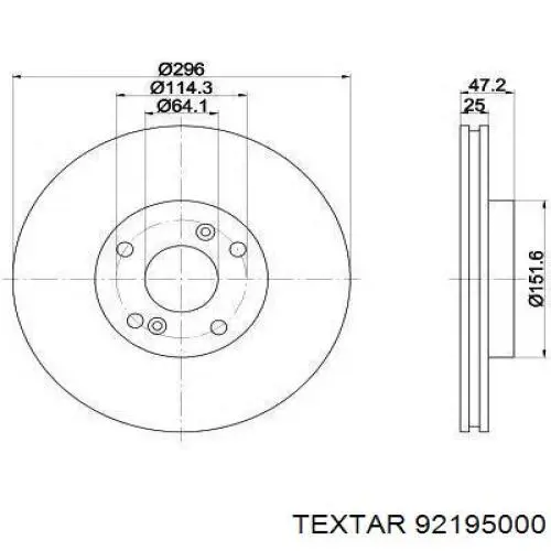 Диск гальмівний передній Textar 92195000