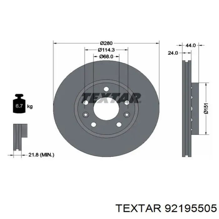 92195505 Textar Гальмо дискове переднє