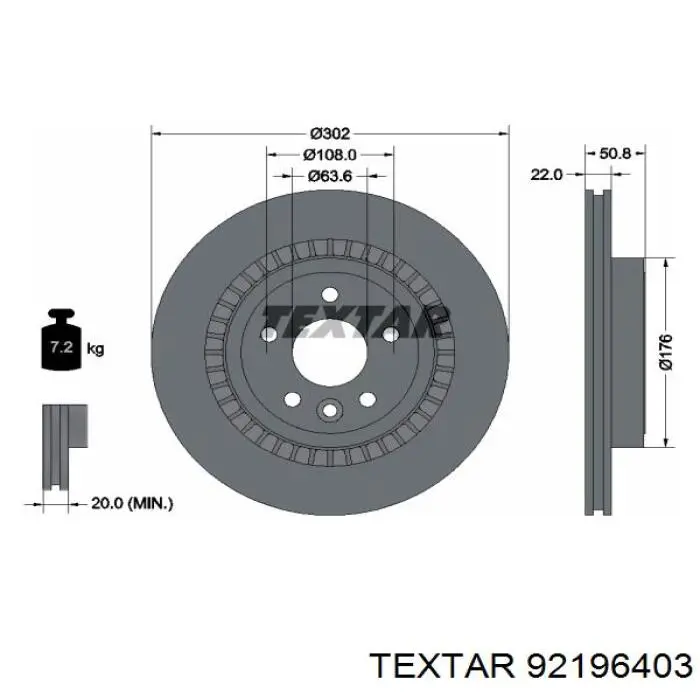 Купити 92196403 Textar Диск заднього гальма
