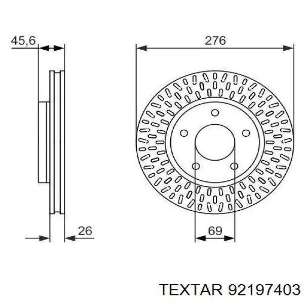 Диск переднього гальма Textar 92197403 ціна, від 33.76 USD