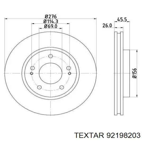 92198203 Textar диск гальмівний передній