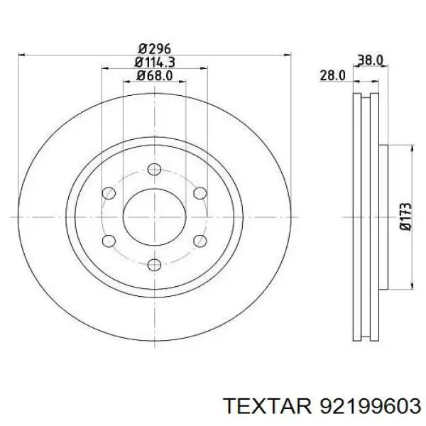 Диск переднього гальма Textar 92199603 ціна, від 51.48 USD