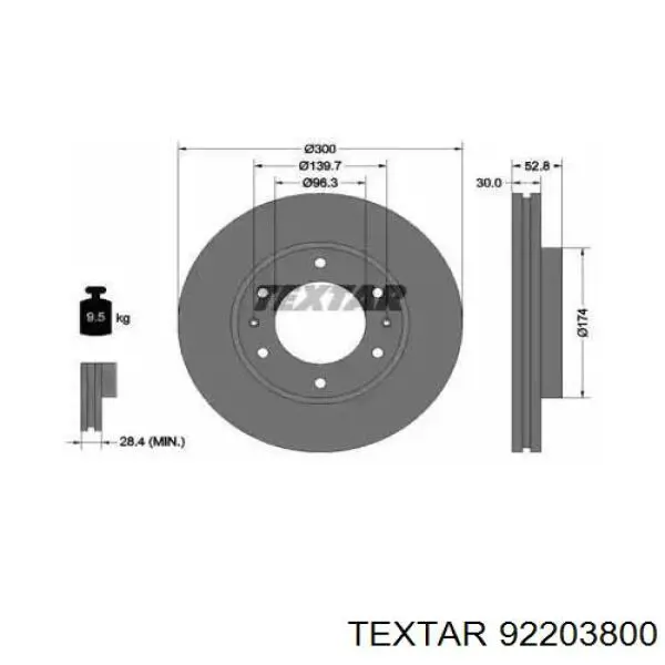92203800 Textar Гальмо дискове переднє