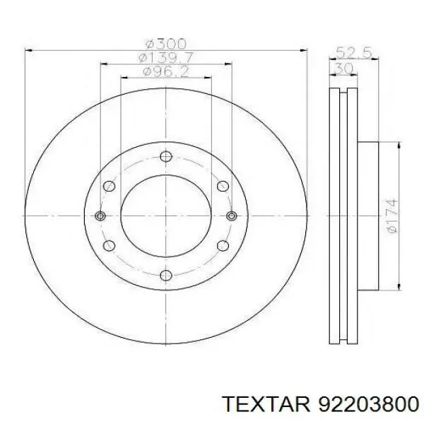 Диск переднього гальма Textar 92203800 ціна, від 56.24 USD