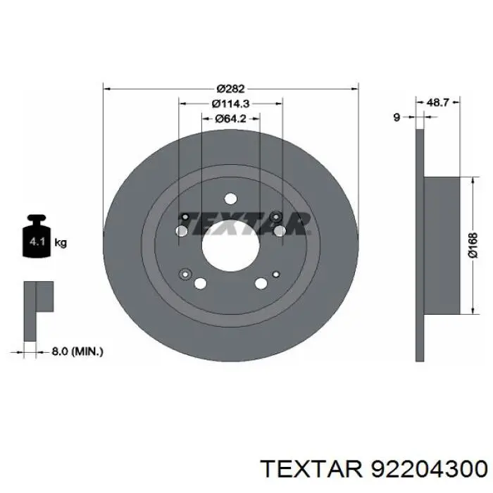 92204300 Textar диск гальмівний задній