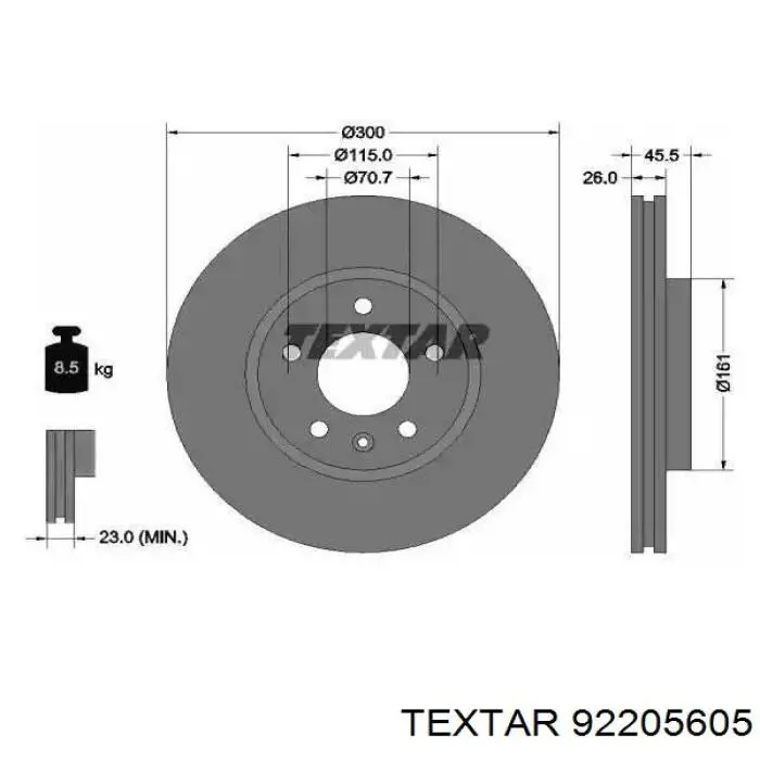 Купити 92205605 Textar Ротор гальмівний