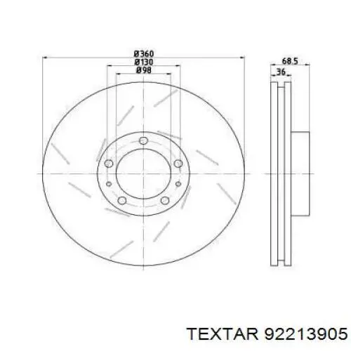 92213905 Textar Гальмо дискове переднє