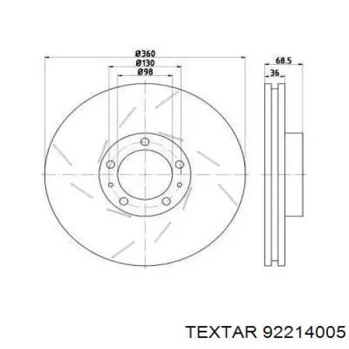 Диск переднього гальма Textar 92214005 ціна, від 157.58 USD