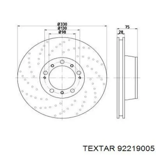 Диск гальмівний задній 92219005 Textar