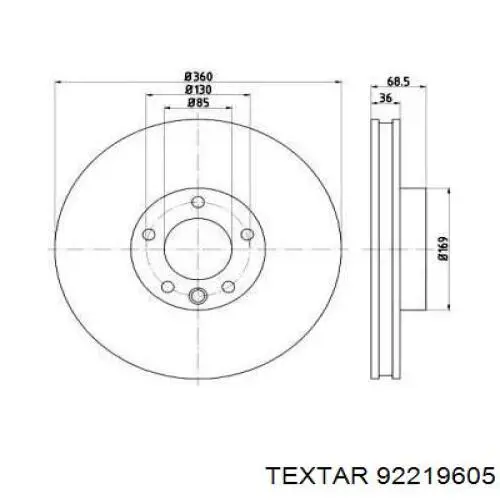 Диск гальмівний передній 92219605 Textar