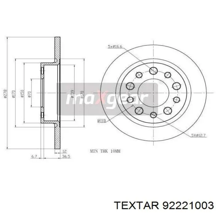 92221003 Textar Дискові гальма