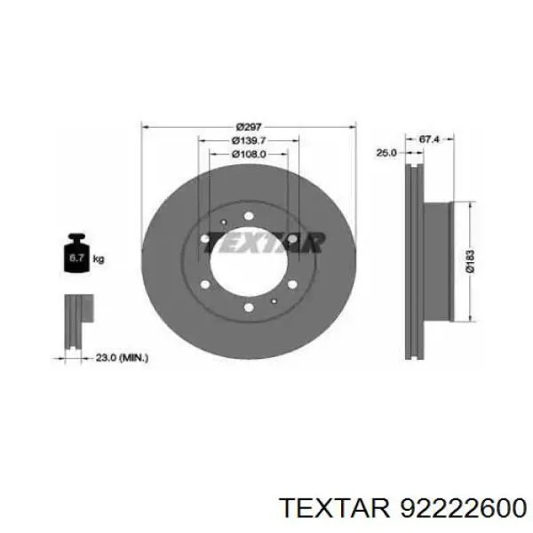 92222600 Textar Гальмо дискове переднє