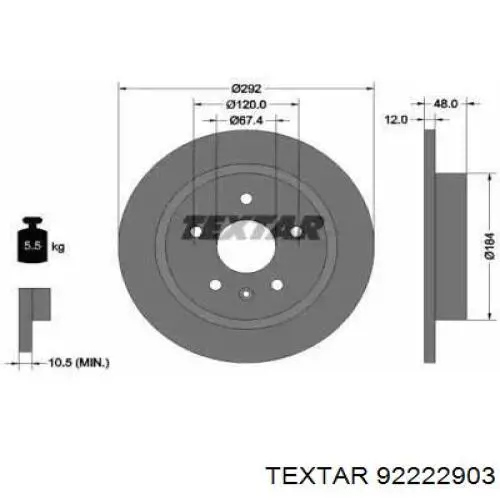 Диск гальмівний задній 92222903 Textar