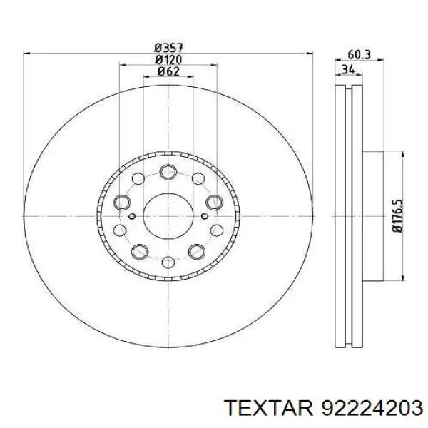 Диск гальмівний передній 92224203 Textar