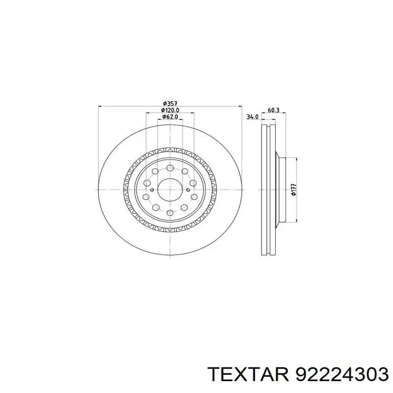 Диск гальмівний передній Textar 92224303