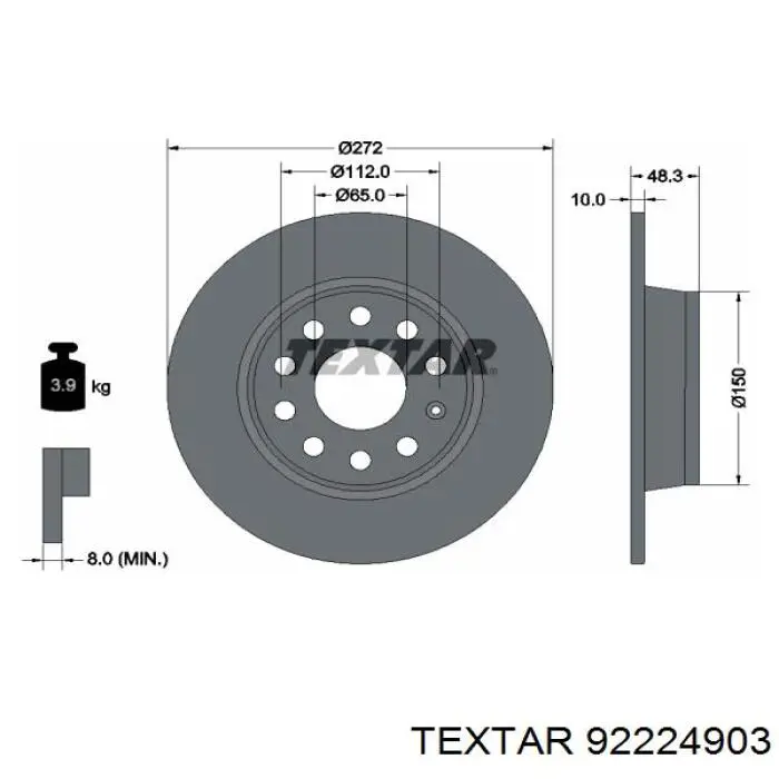 Купити 92224903 Textar Диск заднього гальма