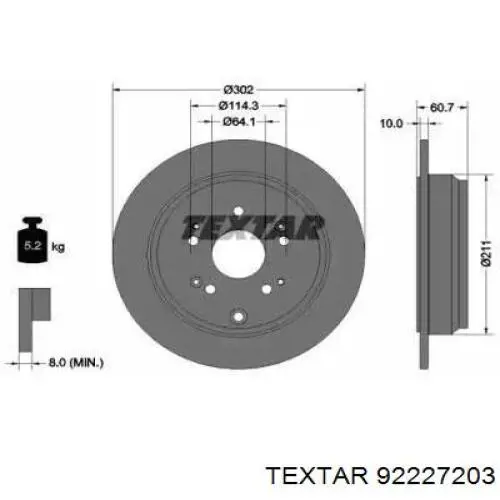 Купити 92227203 Textar Диск заднього гальма