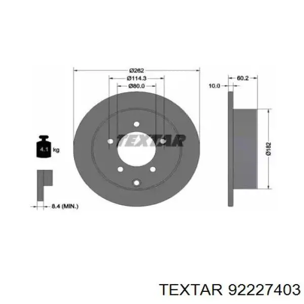 Задні дискові гальма Textar 92227403 ціна, від 38.33 USD