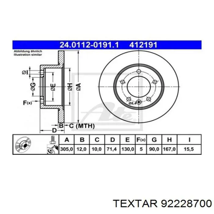 Гальмівні диски 92228700 Textar