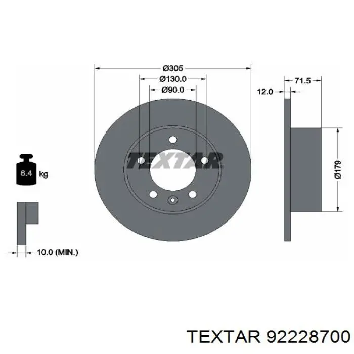 Задні дискові гальма Textar 92228700 ціна, від 39.26 USD