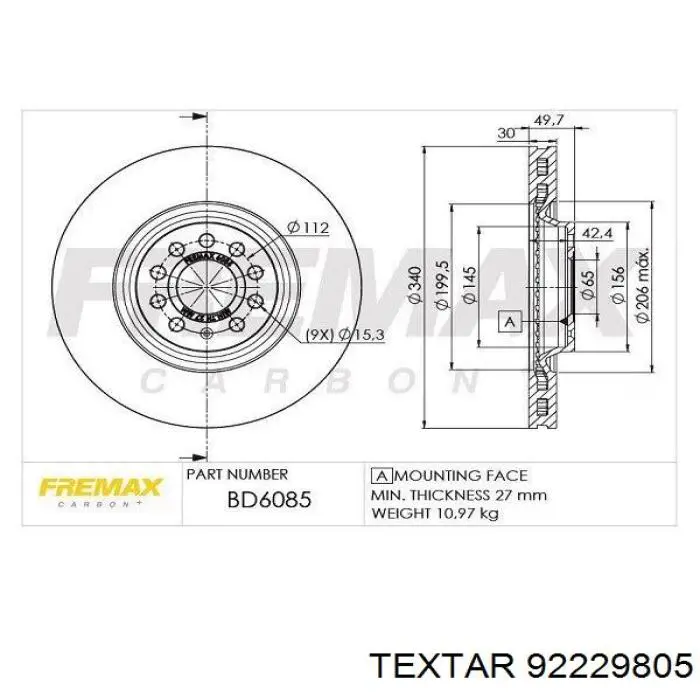 Купити 92229805 Textar Ротор гальмівний