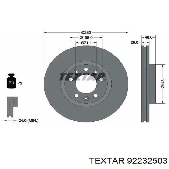 Диск гальмівний передній 92232503 Textar