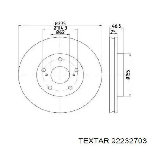 Диск переднього гальма Textar 92232703 ціна, від 35.19 USD