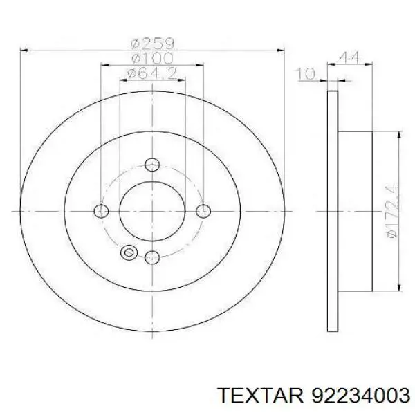 Диск гальмівний задній Textar 92234003