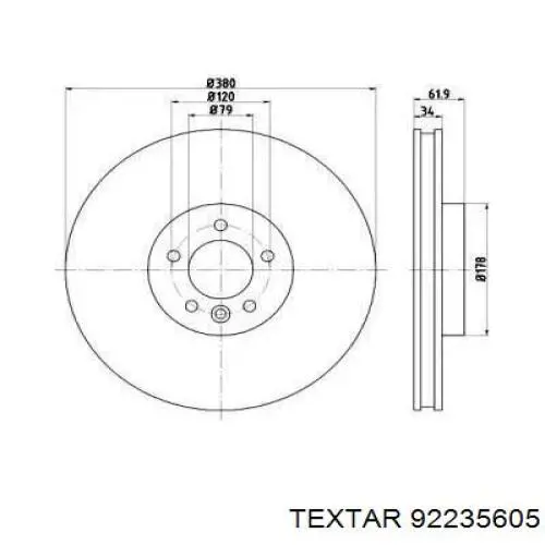 Диск гальмівний передній 92235605 Textar