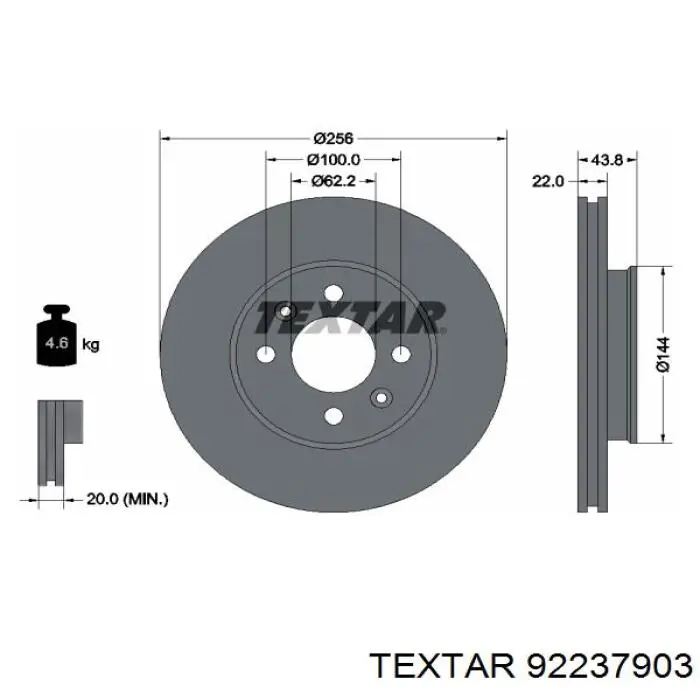 Диск переднього гальма Textar 92237903 ціна, від 34.19 USD