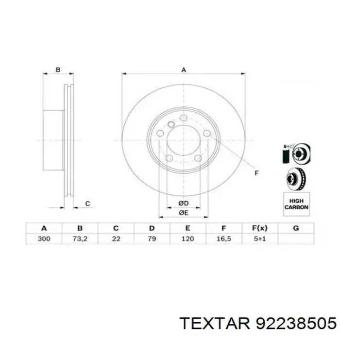 Гальмівні диски передні 92238505 Textar